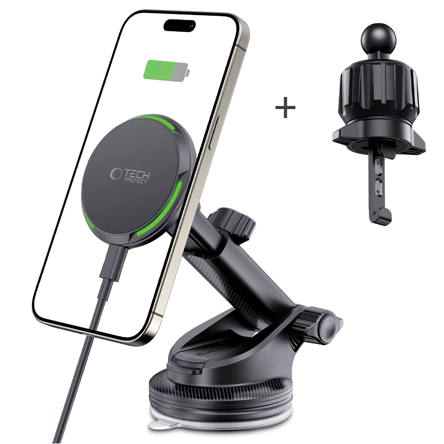 Wireless Car Charger Tech-Protect MM15W-V7 QI2, 15W, 1.67A, Black