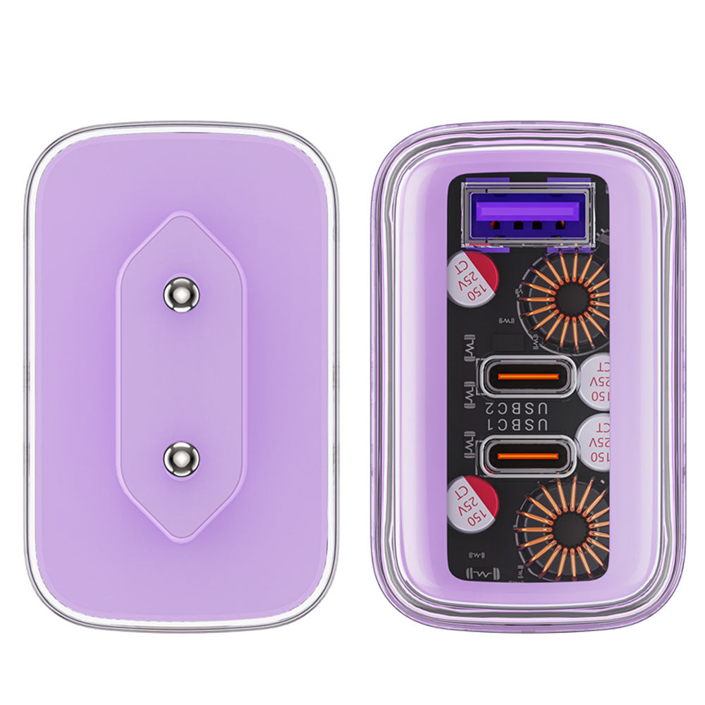 Acefast A45 Exploration Network Charger, 65W, 3.25A, 1 x USB-A - 2 x USB-C, Purple
