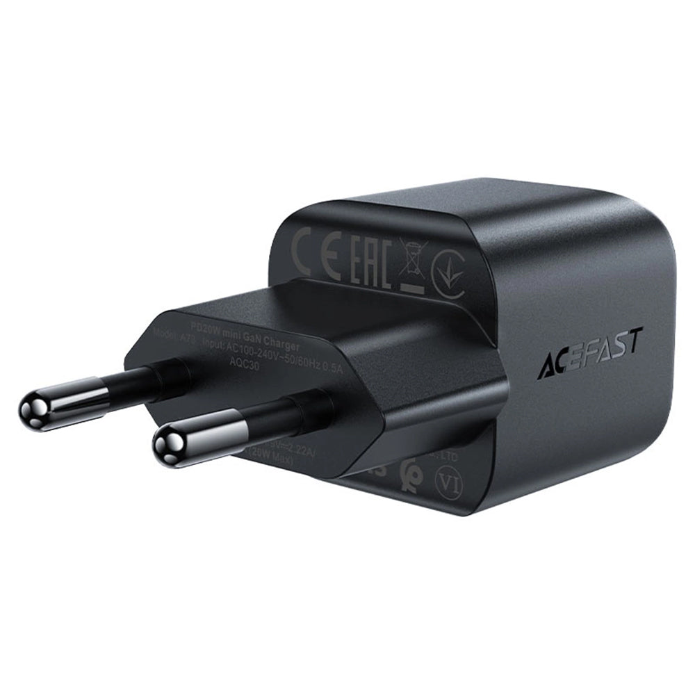 Acefast A73 Mini Network Charger, 20W, 3A, 1 x USB-C, Black