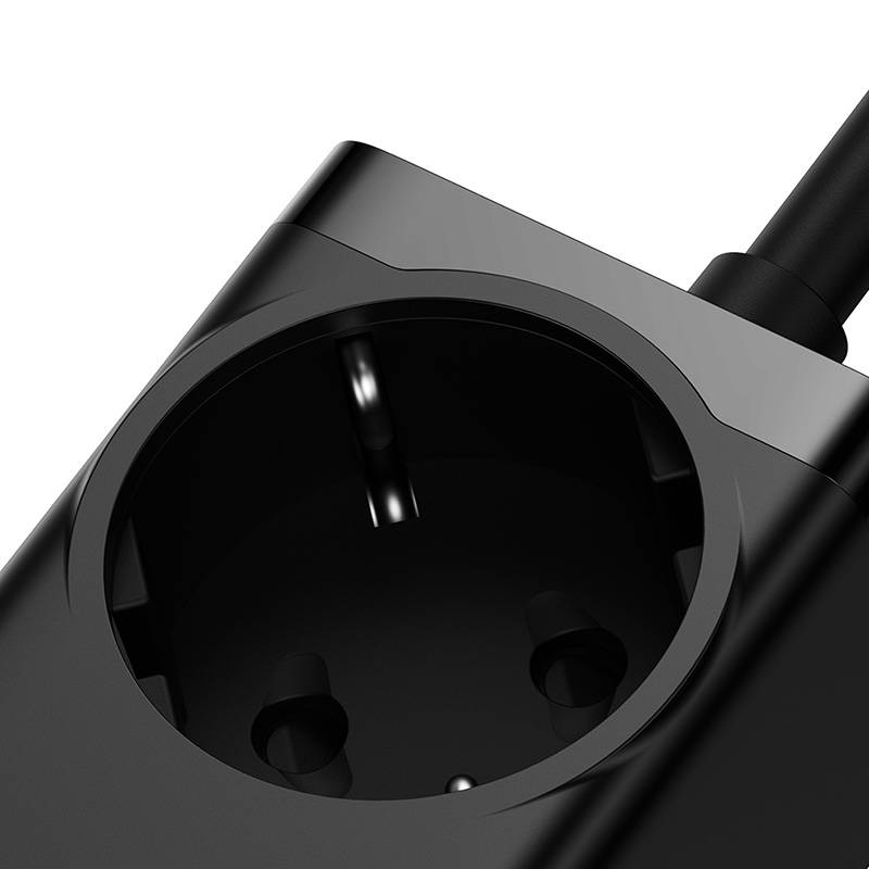 Baseus GaN3 Pro Power Strip, 1 x Schuko - 2 x USB-A - 2 x USB-C, Black PSZM000401