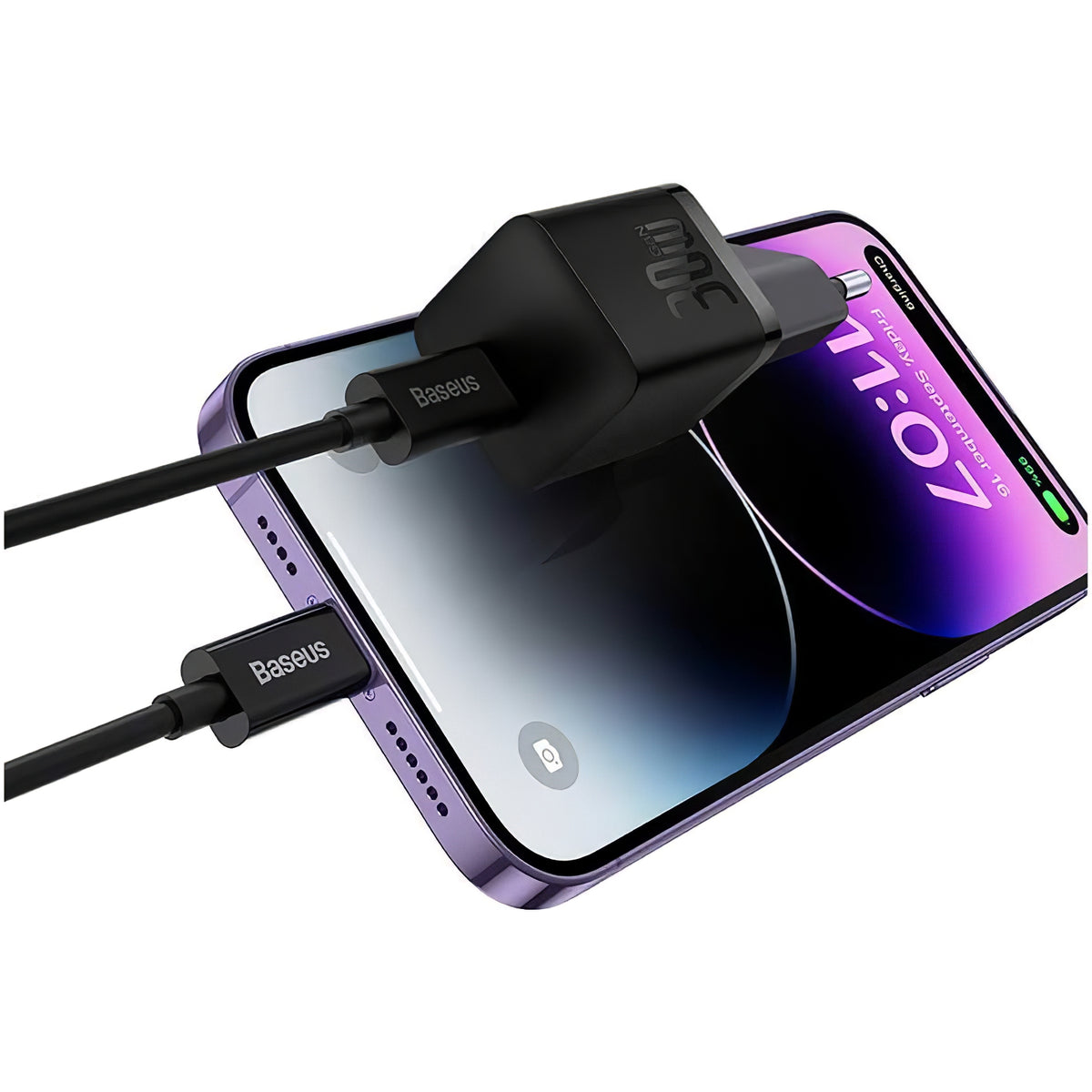 Network Charger Baseus GaN GaN Mini 1C, 30W, 3A, 1 x USB-C, Black CCGN070401