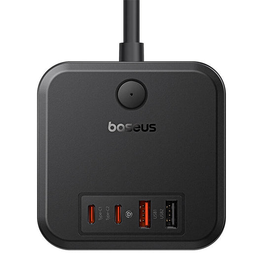 Network Charger Baseus PowerCombo Cube, 30W, 3A, 2 x USB-A - 2 x USB-C - 3 x Schuko, Black E00066400117-00
