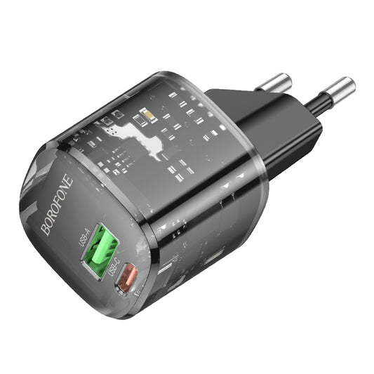 Borofone BN17 Sunlight Network Charger, 20W, 3A, 1 x USB-A - 1 x USB-C, Black