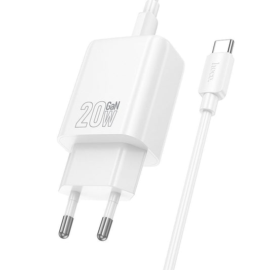Network Charger with USB-C Cable HOCO N60, 20W, 3A, 1 x USB-C, White