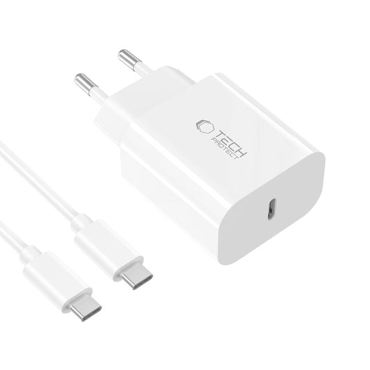 Tech-Protect NC20W Network Charger with USB-C Cable, 20W, 3A, 1 x USB-C, White