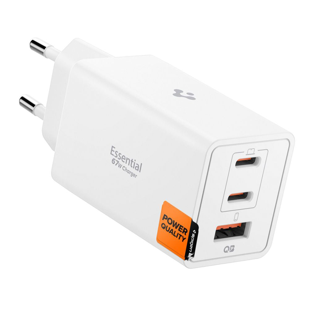 Spigen Essential Network Charger, 67W, 3.25A, 1 x USB-A - 2 x USB-C, White ACH08710