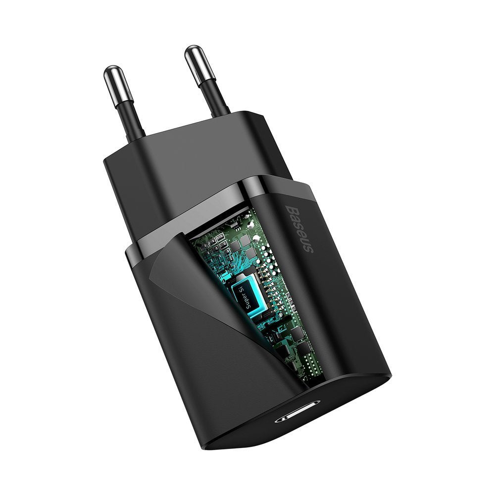 Network Charger Baseus Super Si, 20W, 3A, 1 x USB-C, Black CCSUP-B01
