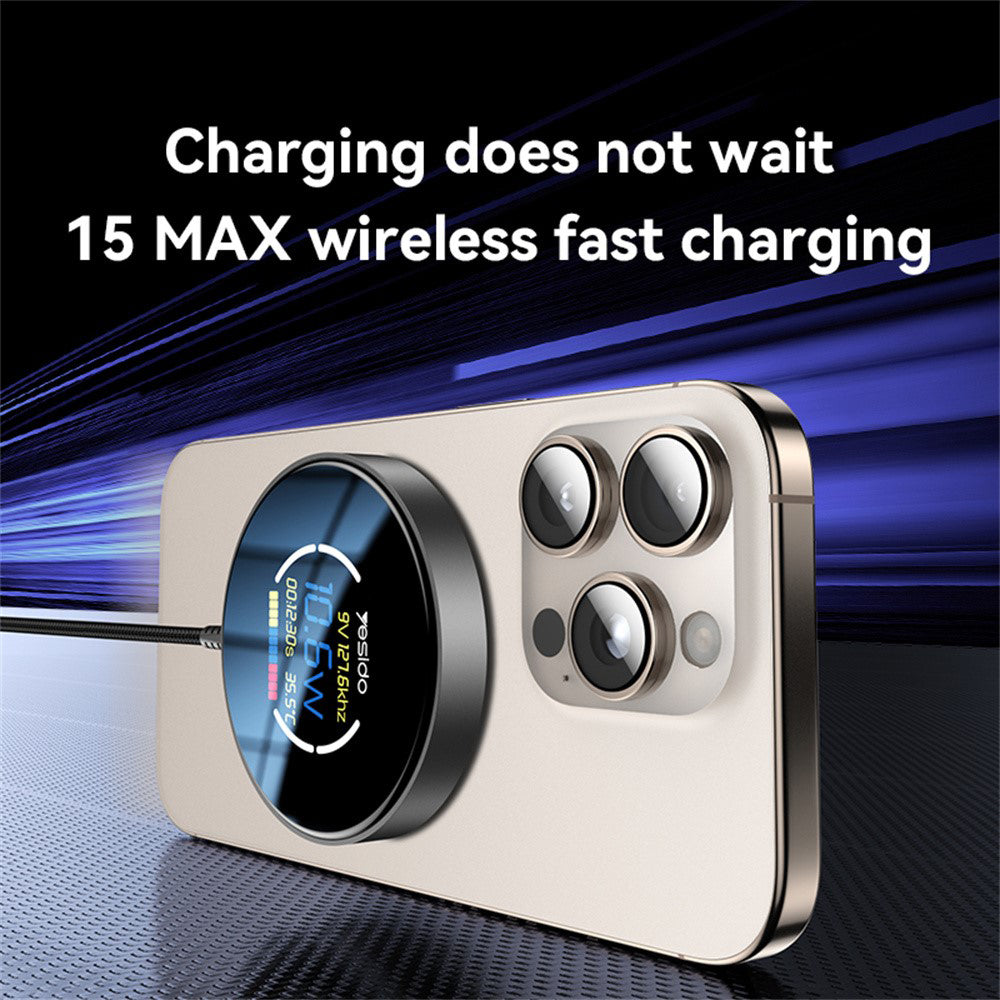 Yesido DS28 Display Wireless Network Charger, 15W, 1.67A, Black