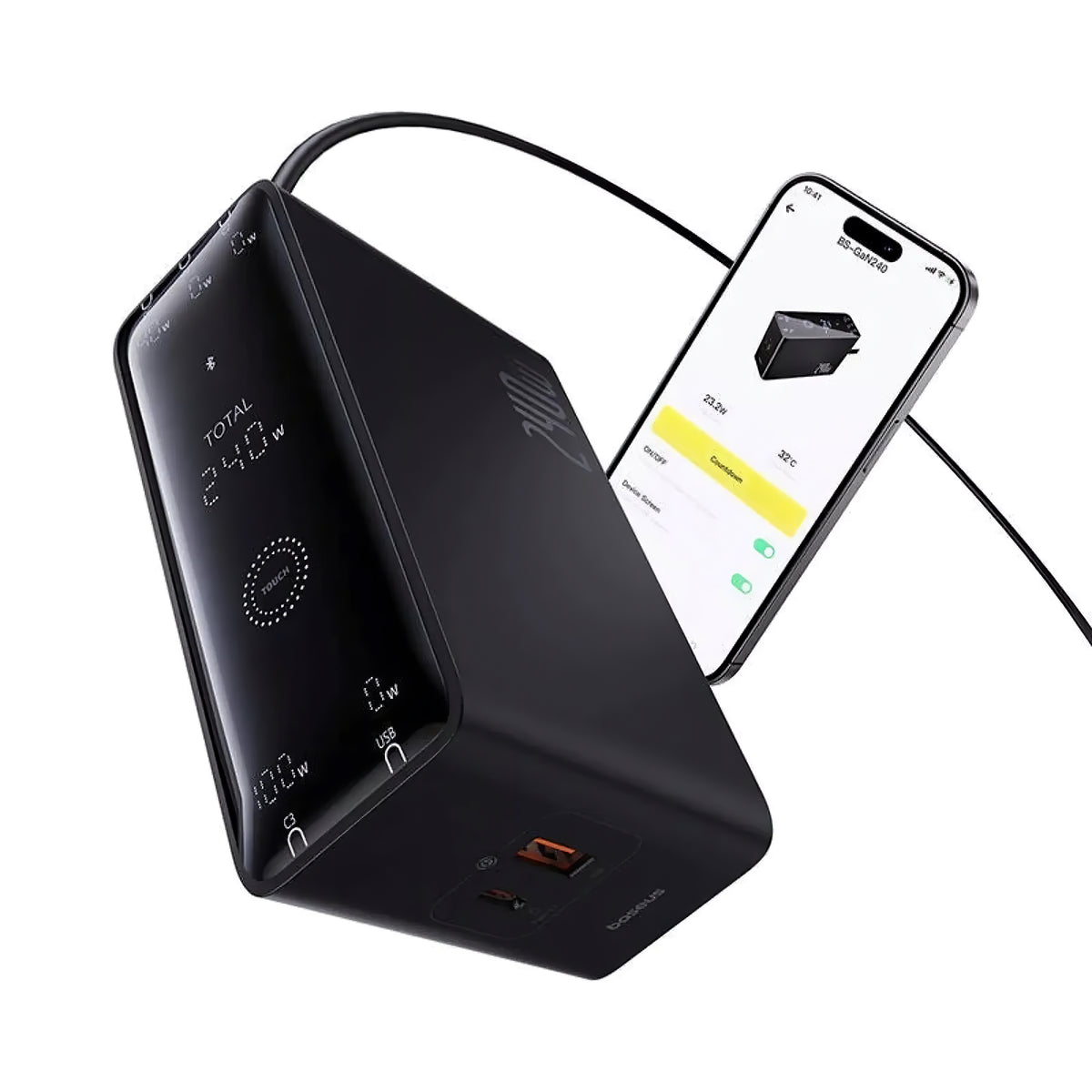 Baseus 5in1 Charging Station, 240W, 5A, 1 x USB-A - 3 x USB-C - 1 x DC, Black P10163901113-00