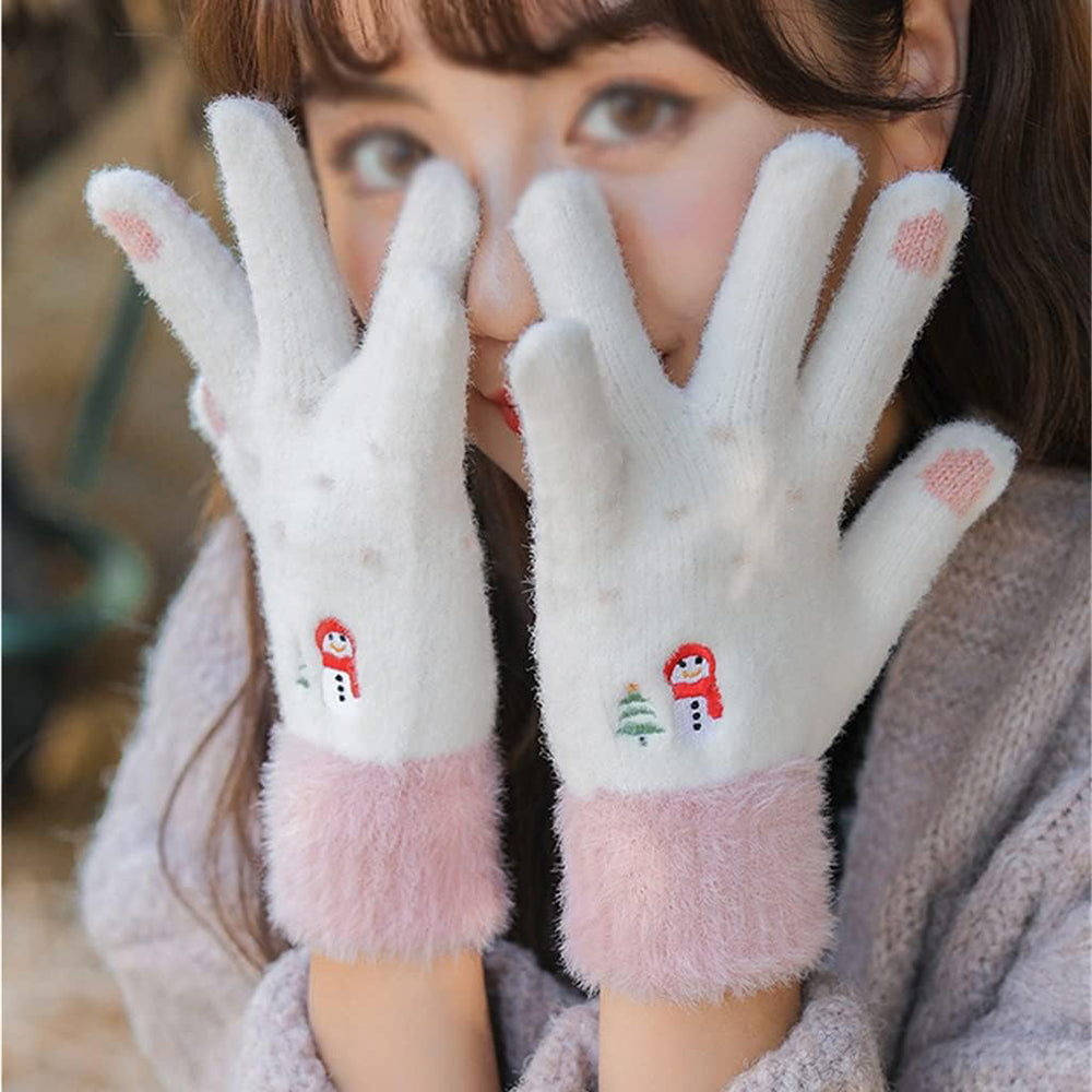 Techsuit Women's Winter Touchscreen Gloves ST0011, Size 17cm, White