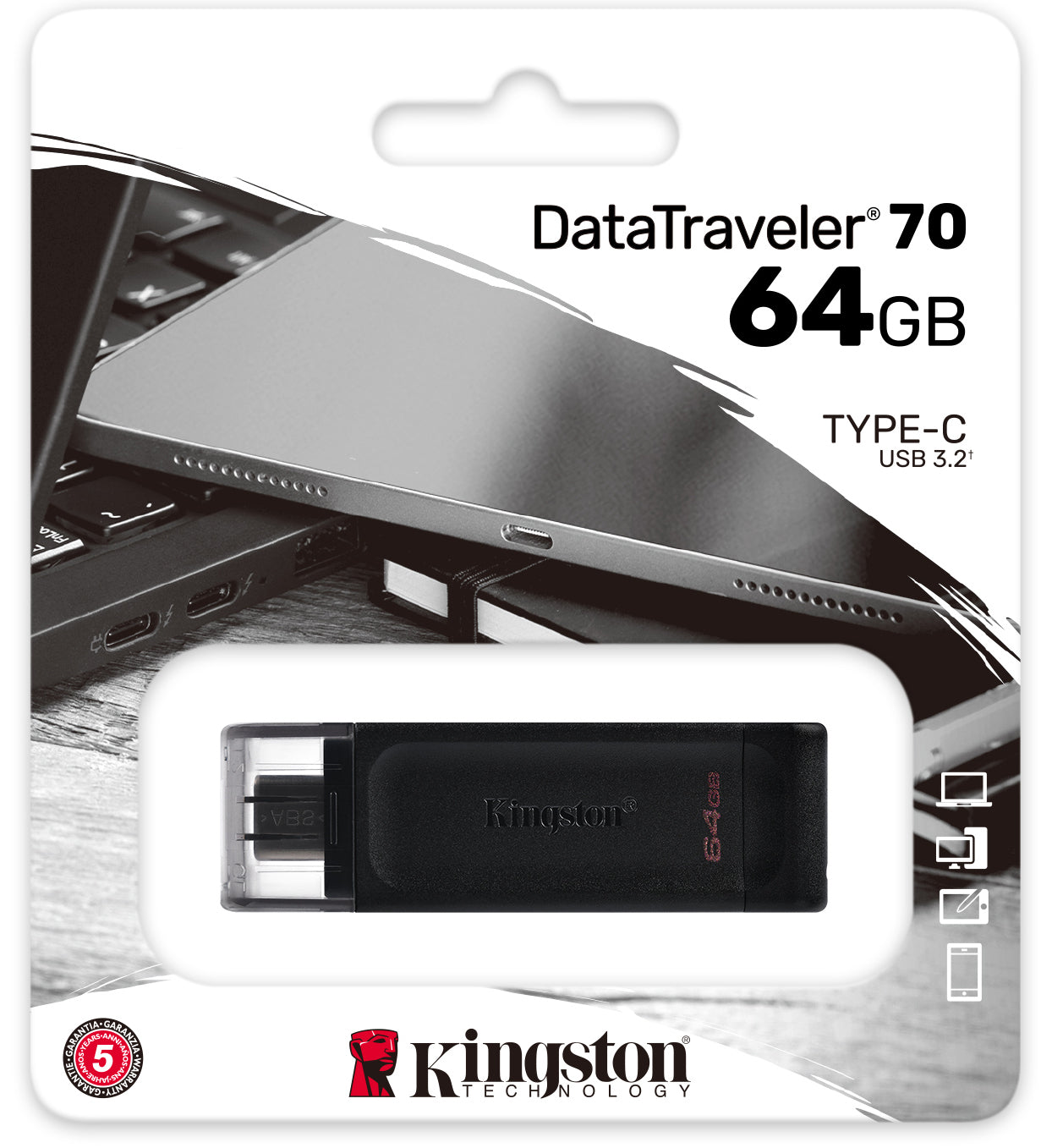 External USB-C Memory Kingston DT70, 64Gb DT70/64GB