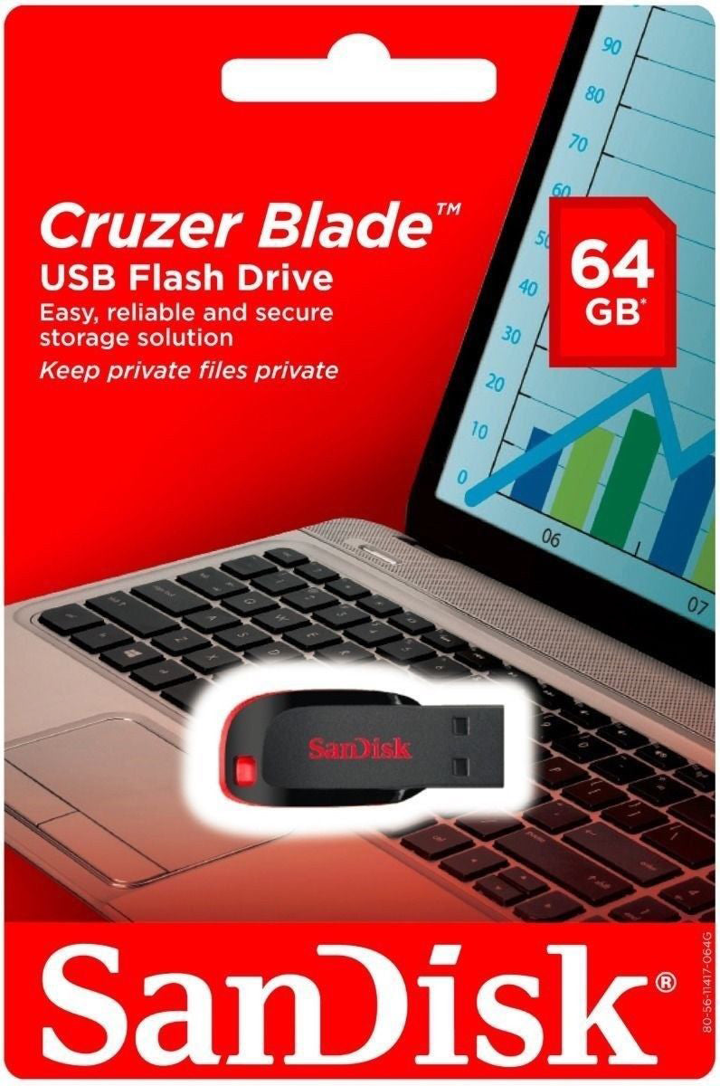 SanDisk Cruzer Blade USB-A External Memory, 64Gb SDCZ50-064G-B35