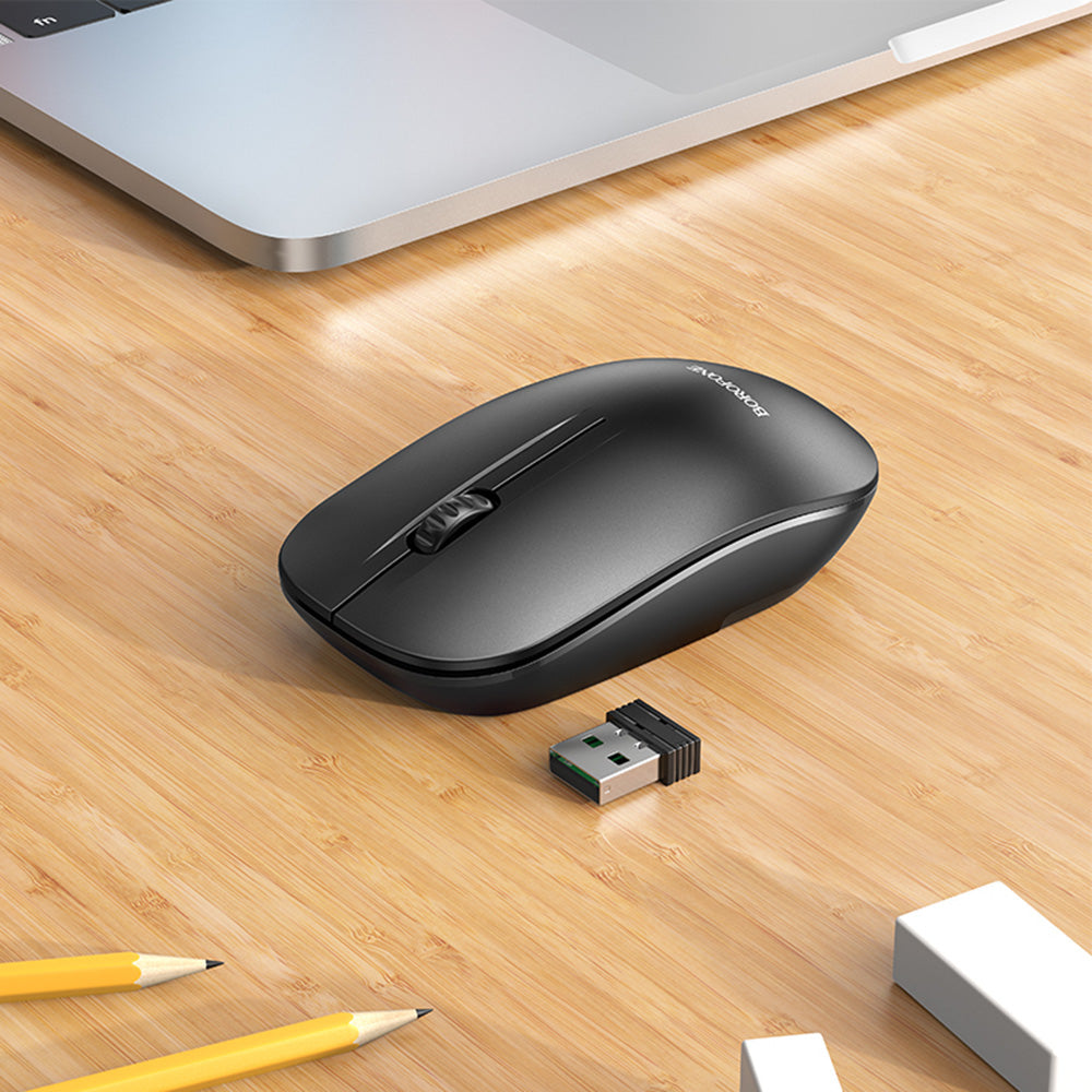 Borofone BG14 Planet Wireless Mouse, 1000DPI, BT / Wi-Fi, Black