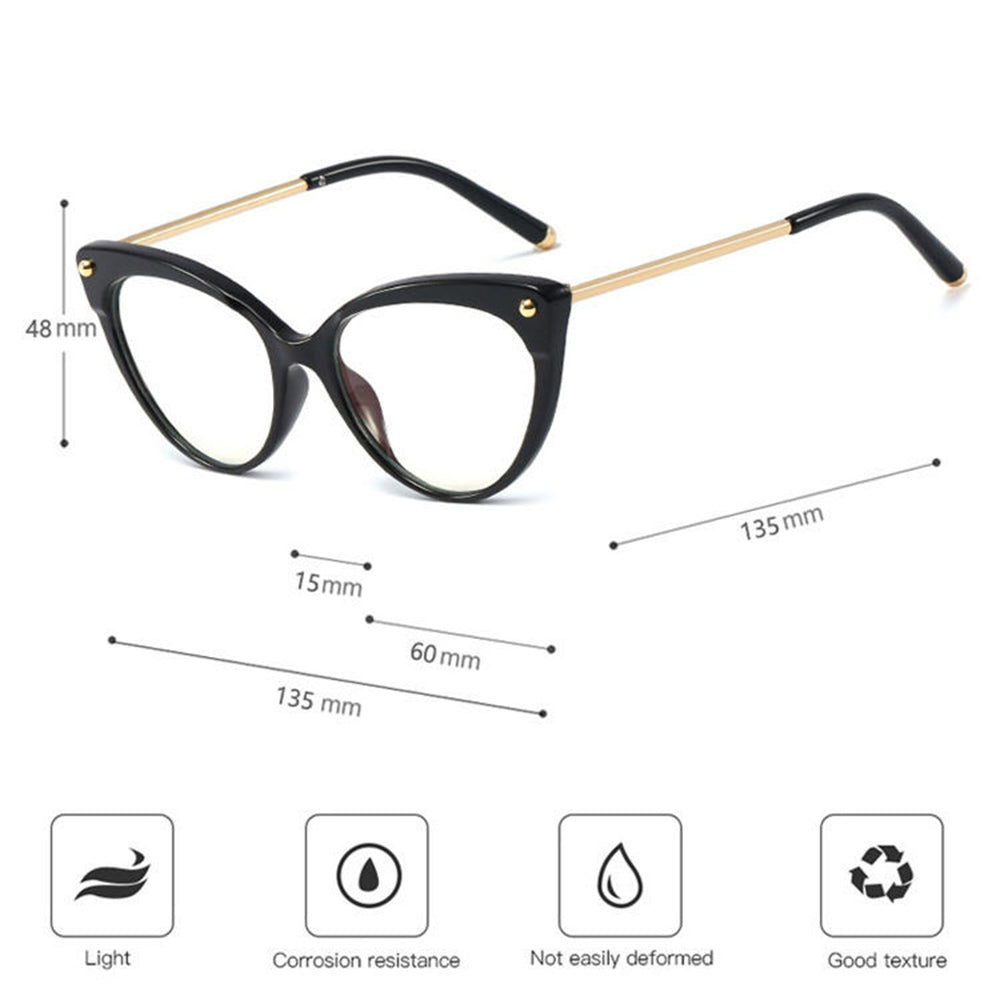 Techsuit Women's Computer Glasses F93308, Anti-Blue Light, Black Gold Transparent