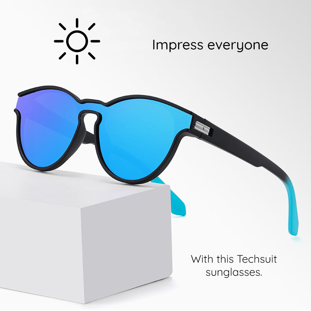 Unisex Techsuit TR7545 Sunglasses, Polarized, UV Protection, Black Blue Green