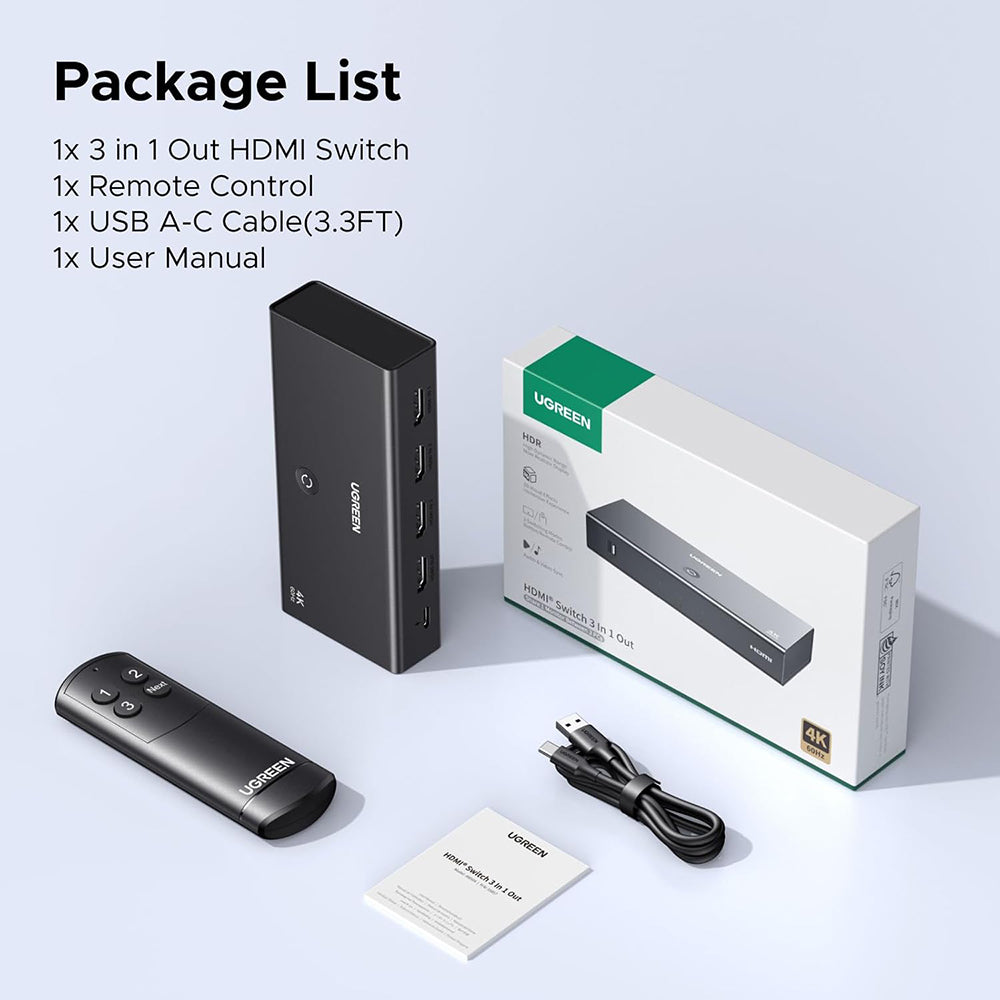 UGREEN AW504 (55857) HDMI Video Switch, Black