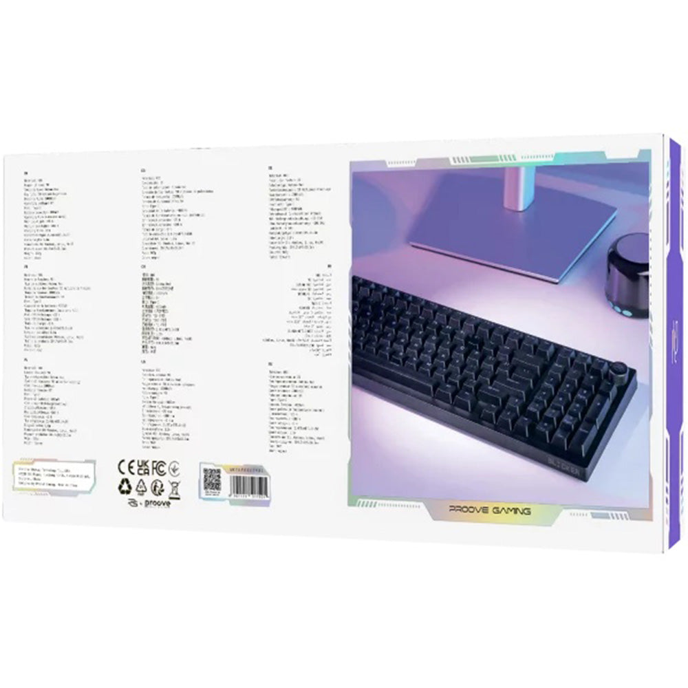 Proove Slicker Wireless Gaming Keyboard, RGB, BT / Wi-Fi / Wired, 1.8m, Black WKSLEN00022401