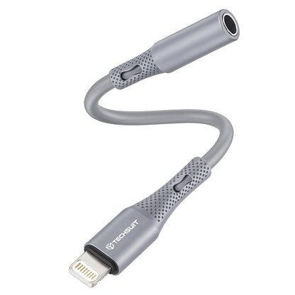 Lightning to 3.5mm Techsuit AC2 SoundFlex Audio Adapter, Gray