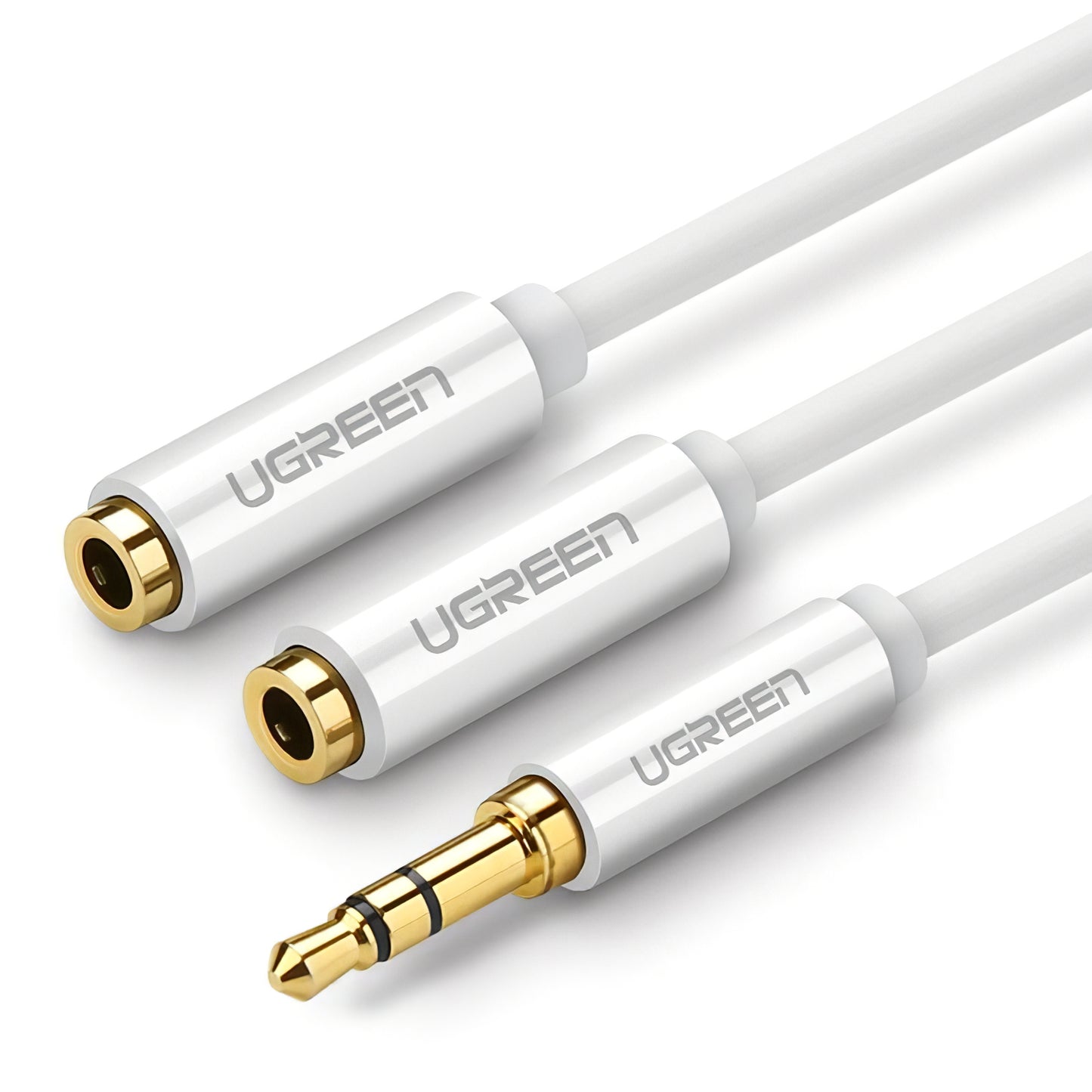 Audio Splitter Adapter 3.5mm - 2 x 3.5mm UGREEN AV123 2in1, 0.25m, White