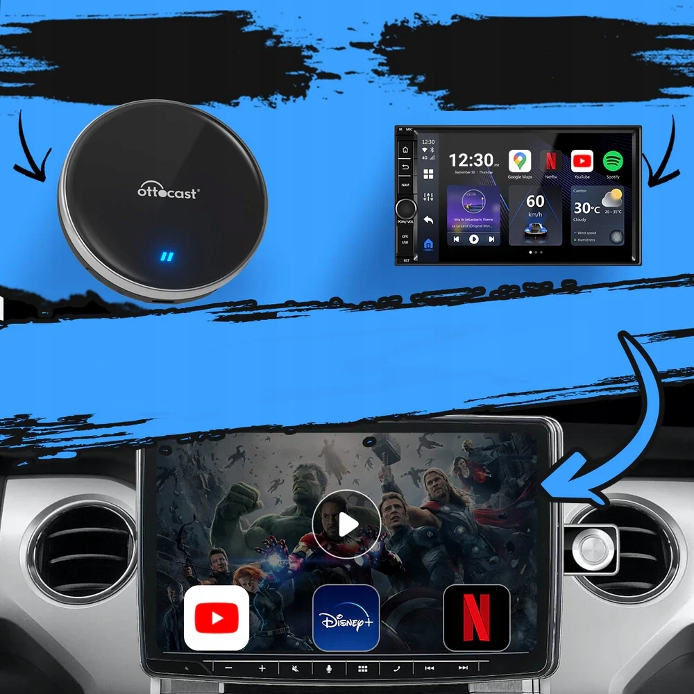Ottocast OttoAibox P3 Lite Wireless Carplay / Android Auto Adapter for Apple iPhone / Android Series