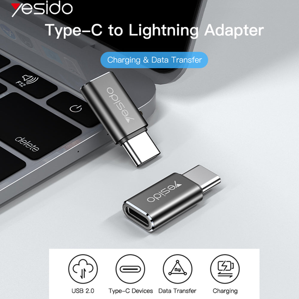 Lightning Data and Charging Adapter - USB-C Yesido GS22, Gray