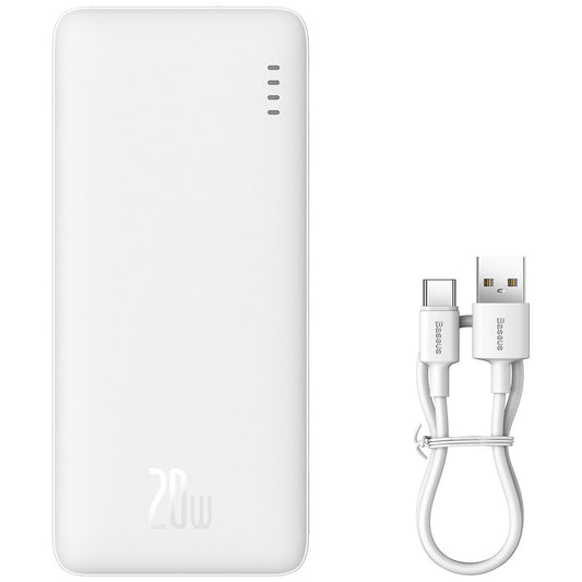 Baseus Airpow External Battery, 10000mAh, 20W, QC + PD, 1 x USB-A - 1 x USB-C, White