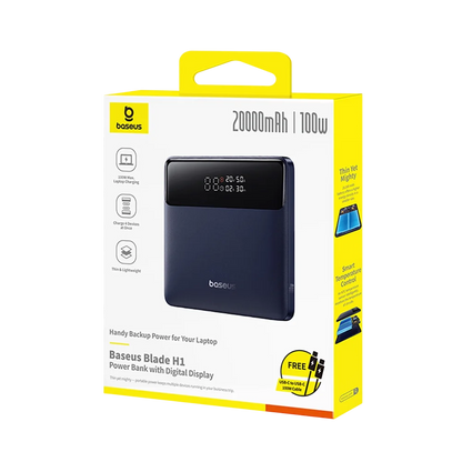 Baseus Blade H1 External Battery, 20000mAh, 100W, QC + PD, 2 x USB-A - 2 x USB-C, Black