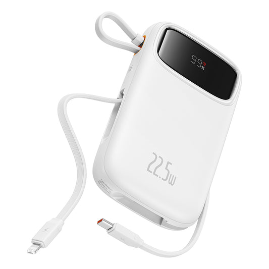 Baseus Qpow2 External Battery, 20000mAh, 22.5W, QC + PD, 1 x Lightning - 1 x USB-A - 2 x USB-C, White P10055002223-00