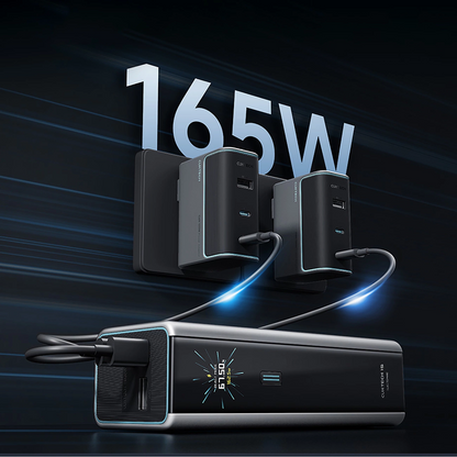 Cuktech External Battery, 20000mAh, 210W, QC + PD, 1 x USB-A - 2 x USB-C, Gray CKPB200UGLGR