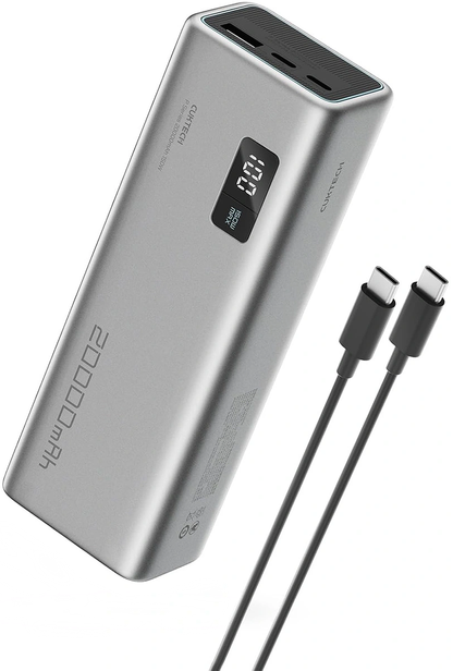 Cuktech P+ No.15 External Battery, 20000mAh, 150W, QC + PD, 1 x USB-A - 2 x USB-C, Grey CUKPB200GLBK