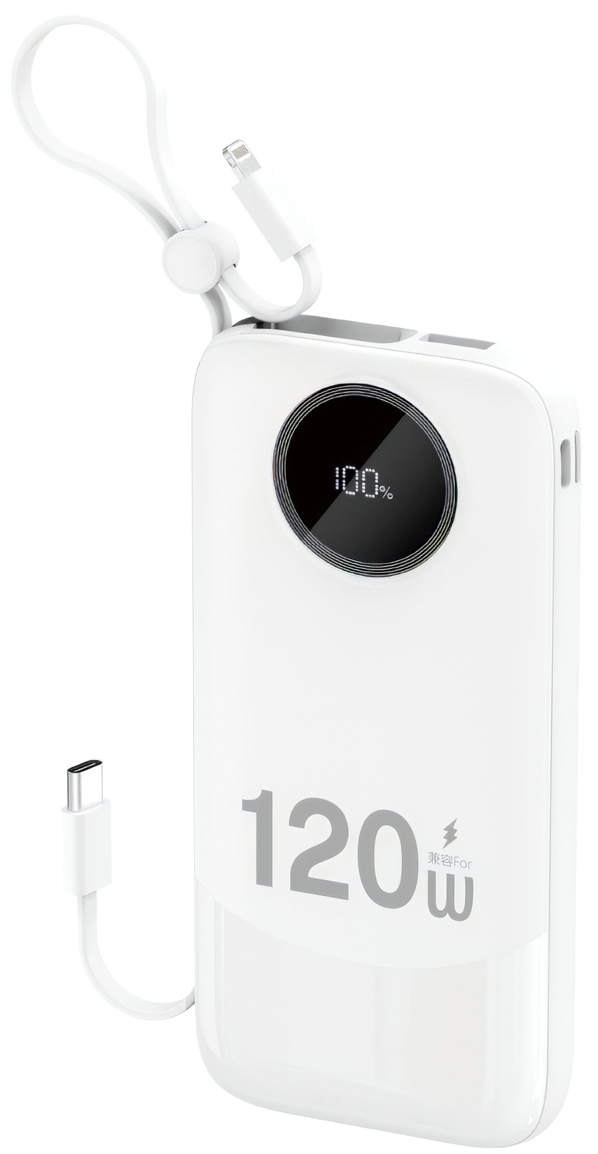 Dudao K13 External Battery, 10000mAh, 120W, QC + PD, 1 x Lightning - 1 x USB-A - 2 x USB-C, White