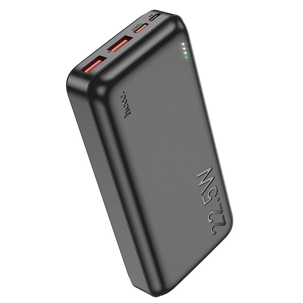 HOCO J101A External Battery, 20000mAh, 22.5W, QC + PD, 1 x USB-C - 2 x USB-A, Black