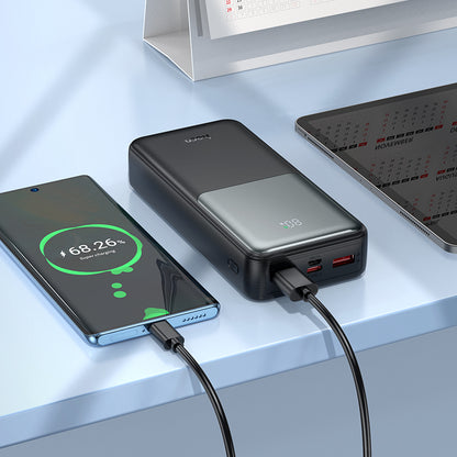 HOCO J136A External Battery, 20000mAh, 22.5W, QC + PD, 1 x USB-C - 2 x USB-A, Black
