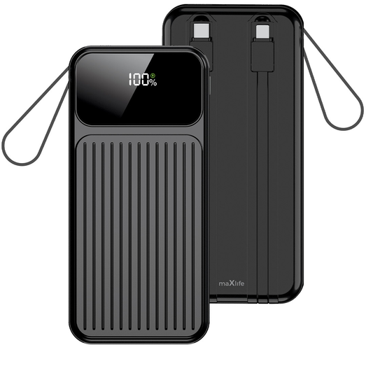 External Battery MaXlife MXPB-06, 10000mAh, 22.5W, QC + PD, 1 x Lightning - 2 x USB-A - 2 x USB-C, Black