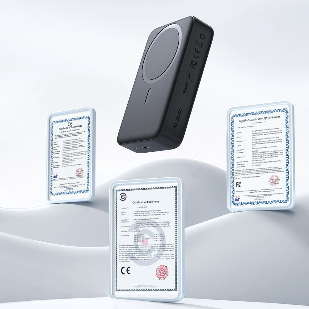 McDodo MC-5021 Ambilight Wireless External Battery, 20000mAh, 20W, PD + FQI, 1 x QI - 1 x USB-C, Black