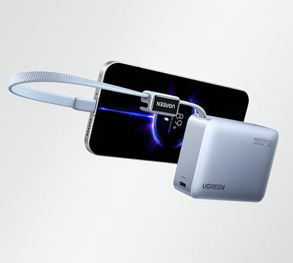 UGREEN PB584 External Battery (75173B), 10000mAh, 33W, QC + PD, 1 x USB-A - 2 x USB-C, Blue