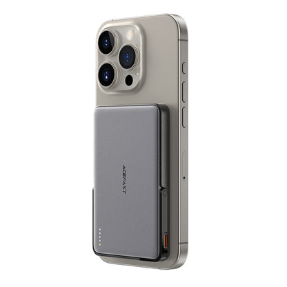 Acefast M16 Wireless External Battery, 5000mAh, 18W, PD + FQI, 1 x QI - 1 x USB-C, Black