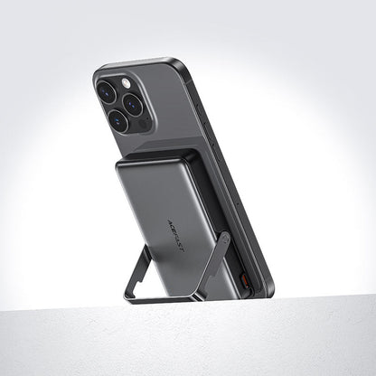 Acefast M17 Wireless External Battery, 10000mAh, 22.5W, PD + FQI, 1 x QI - 1 x USB-C, Black