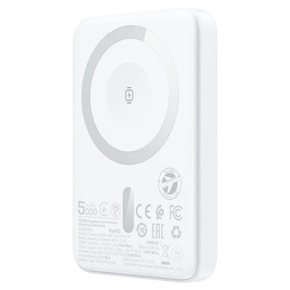 Acefast M25 Wireless External Battery, 5000mAh, 20W, PD + FQI, 1 x QI - 1 x USB-C, White