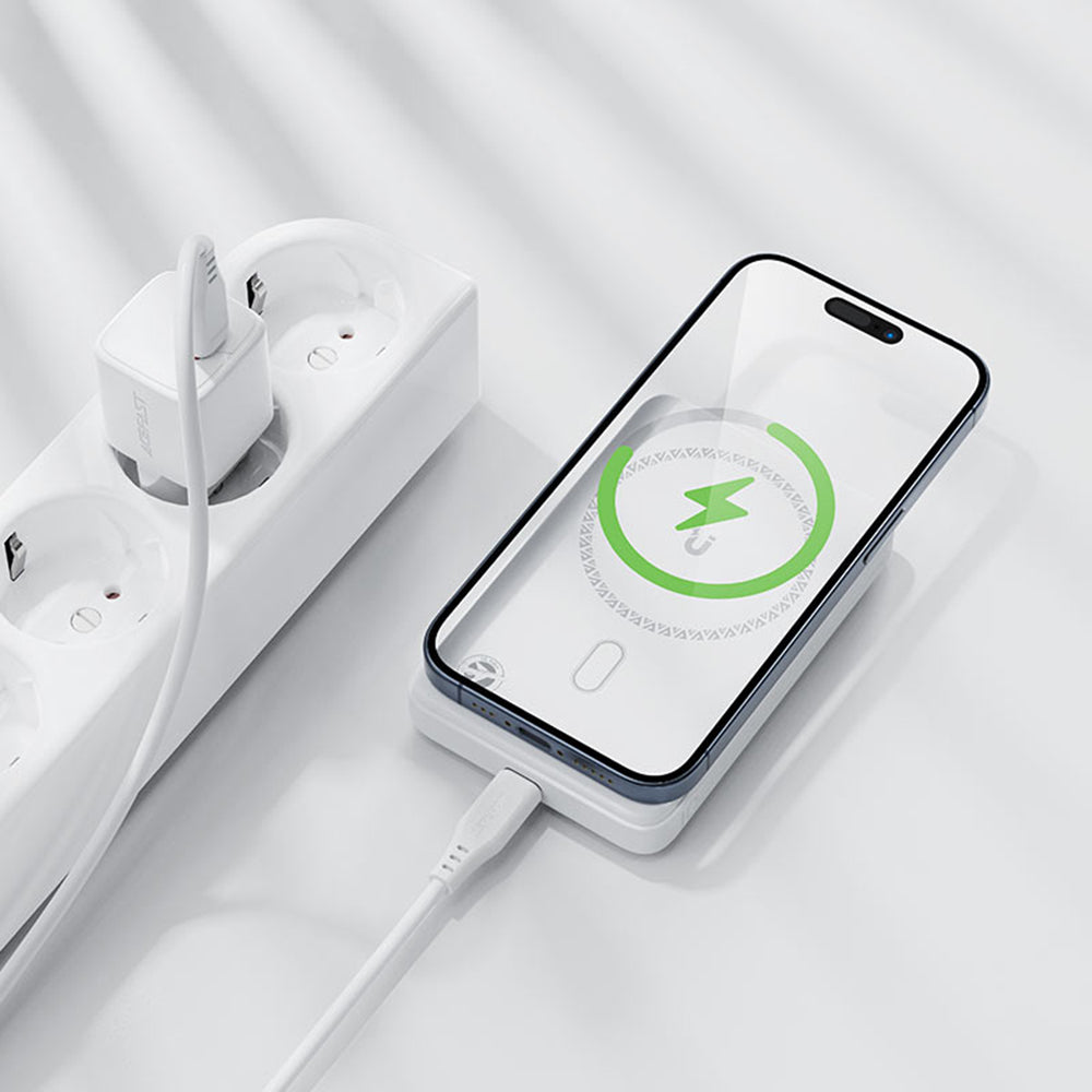 Acefast M26 Wireless External Battery, 10000mAh, 20W, PD + FQI, 1 x QI - 1 x USB-C, White