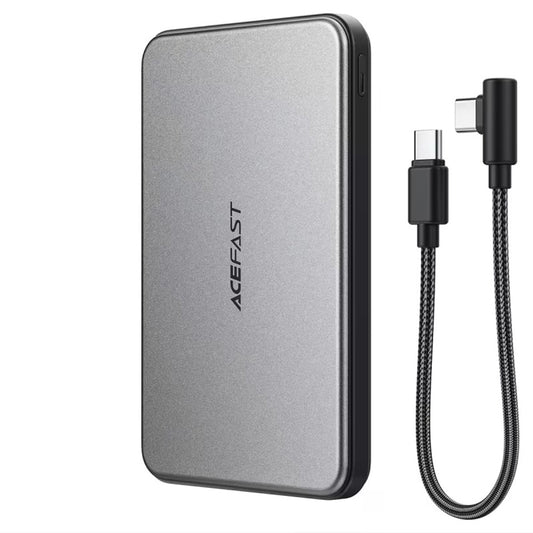 Acefast M30 Wireless External Battery, 5000mAh, 20W, PD + FQI, 1 x QI - 2 x USB-C, Black
