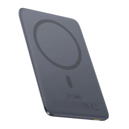 Baseus PicoGo AM41 External Wireless Battery, 5000mAh, 20W, PD + FQI, 1 x QI - 1 x USB-C, Gray P1007680C813-00