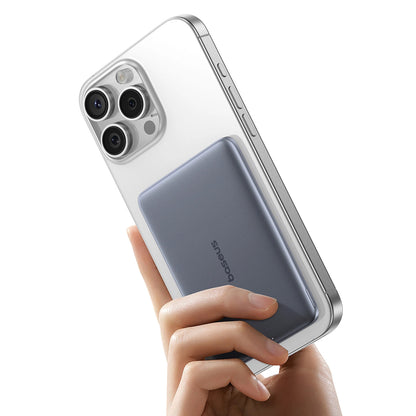 Baseus PicoGo AM41 External Wireless Battery, 5000mAh, 20W, PD + FQI, 1 x QI - 1 x USB-C, Gray P1007680C813-00