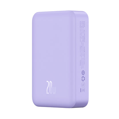 Baseus Magnetic Mini Wireless External Battery, 20000mAh, 20W, PD + FQI, 1 x QI - 1 x USB-C, Purple PPCX150005