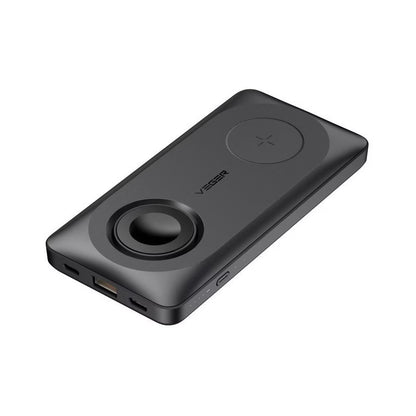 Veger MagMulti W1156 Wireless External Battery, 10000mAh, 22.5W, QC + PD + FQI, 2 x QI - 1 x USB-A - 1 x USB-C, Black
