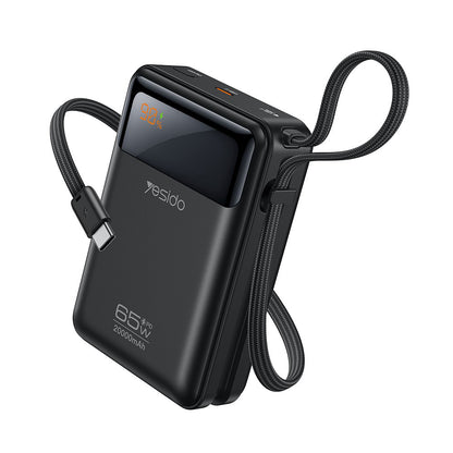 Yesido YP97 External Battery, 20000mAh, 65W, PD, 2 x USB-C, Gray