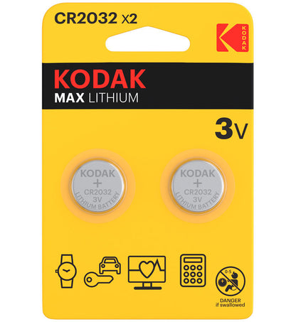 Kodak Max Lithium Battery, CR2032, Set of 2 pieces