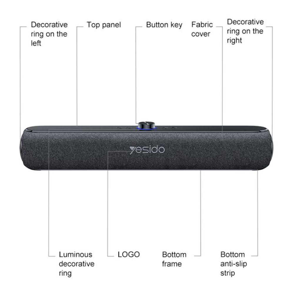 Yesido YSW42 Bluetooth Speaker, 20W, Black