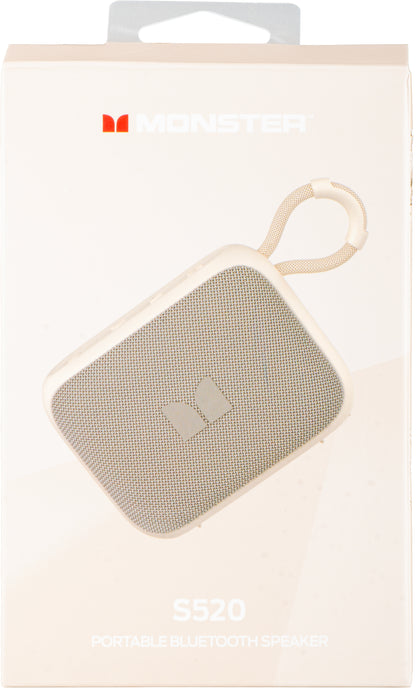 Monster S520 Portable Bluetooth Speaker, 5W, TWS, RGB, Waterproof, Light Cream