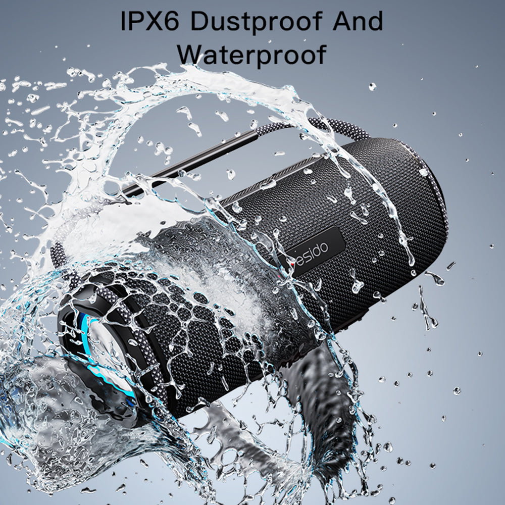 Yesido YSW11 Portable Bluetooth Speaker, 40W, RGB, Waterproof, Black